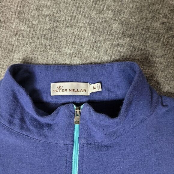 Peter Millar Sweatshirt Mens M Crown Comfort Golf 1/4 Zip Jumper Pullover Blue - Picture 3 of 9